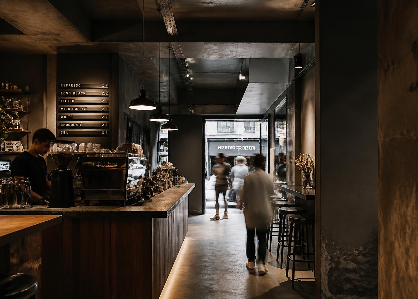 Modern specialty coffee shop interior